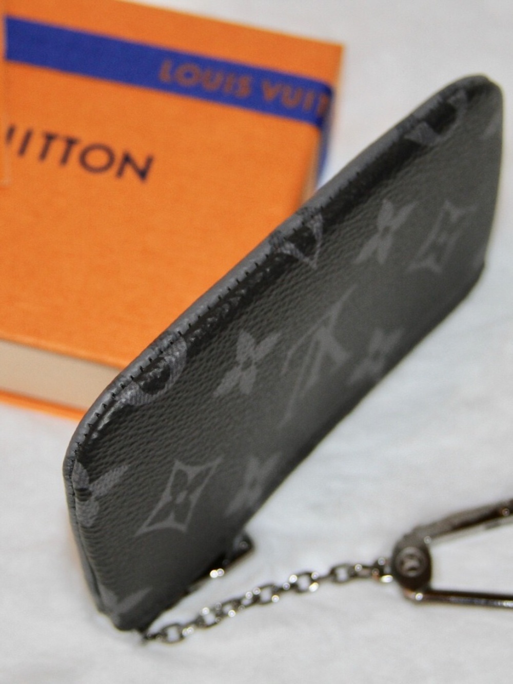 LOUIS VUITTON Pochette Cles Key Pouch Monogram Eclipse Reverse Purse Card Wallet - Picture 5 of 11